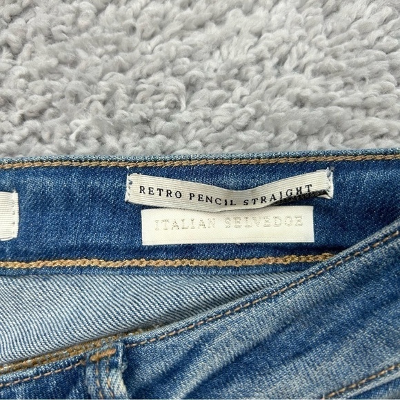 Guess Jeans Womens 26 Retro Pencil Straight Italian Selvedge Holes DIstressed - Picture 3 of 6